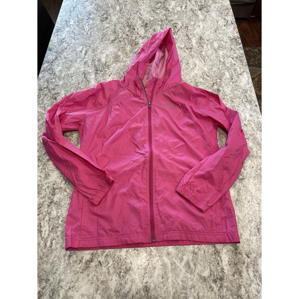 Columbia Rain Jacket Girls (18-20) Pink Full Zip Hooded Waterproof Juniors